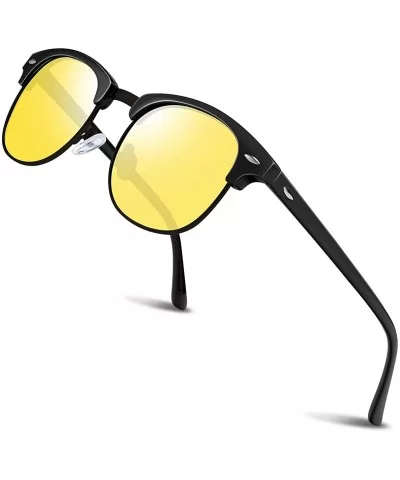 Night Vision Glasses for Driving - HD night driving glasses anti glare polarized mens women glasses - CJ18AYS3EY5 $18.26 Aviator