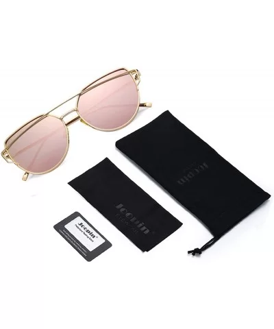 Cateye Sunglasses for Women - Metal Frame Flat Lens Womens Sunglasses Polarized - Pink Simple Package - C012NZ1WYTT $17.00 Ca...