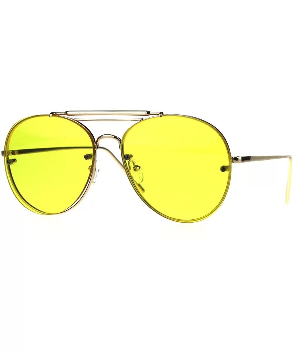 Round Aviator Sunglasses Unisex Trendy Rims Behind Lens Shades UV 400 - Gold (Yellow) - CE1892OWSA3 $14.03 Aviator