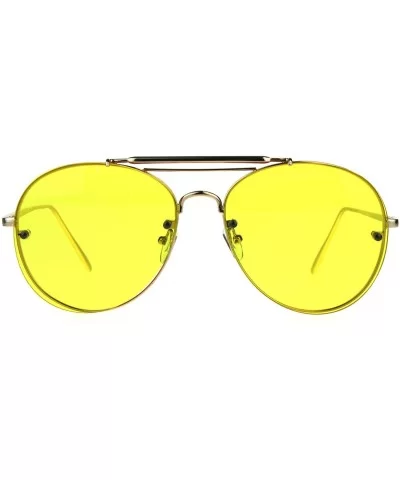 Round Aviator Sunglasses Unisex Trendy Rims Behind Lens Shades UV 400 - Gold (Yellow) - CE1892OWSA3 $14.03 Aviator