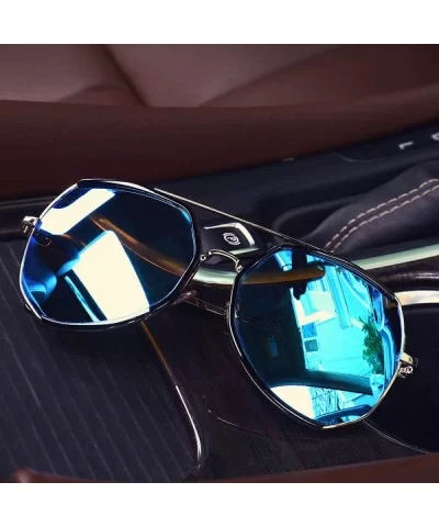 Fashion sunglasses personality sunscreen fashion - Silver Mercury New - CM18X9X6G95 $95.02 Round