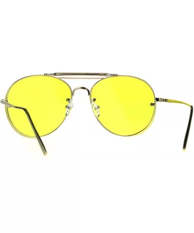 Round Aviator Sunglasses Unisex Trendy Rims Behind Lens Shades UV 400 - Gold (Yellow) - CE1892OWSA3 $14.03 Aviator