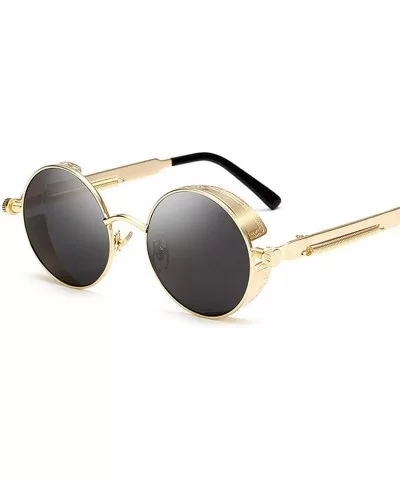 Metal Steampunk Sunglasses Men Women Fashion Round Glasses Design Vintage UV400 Eyewear Shades - 8 - C5197A2O66A $48.68 Round