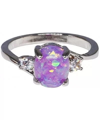 Women's Deals Opal Rings - Fashion Sterling Silver Rings Oval Cut Fire Opal Diamond Band Rings Jewelry Gift - CB18QMR0LNH $10...