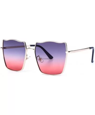 Gradient Sunglasses Water Ripple Metal Frame Sunglasses Men Fashion Sun Visor - 2 - CX190KWZYYG $52.47 Sport