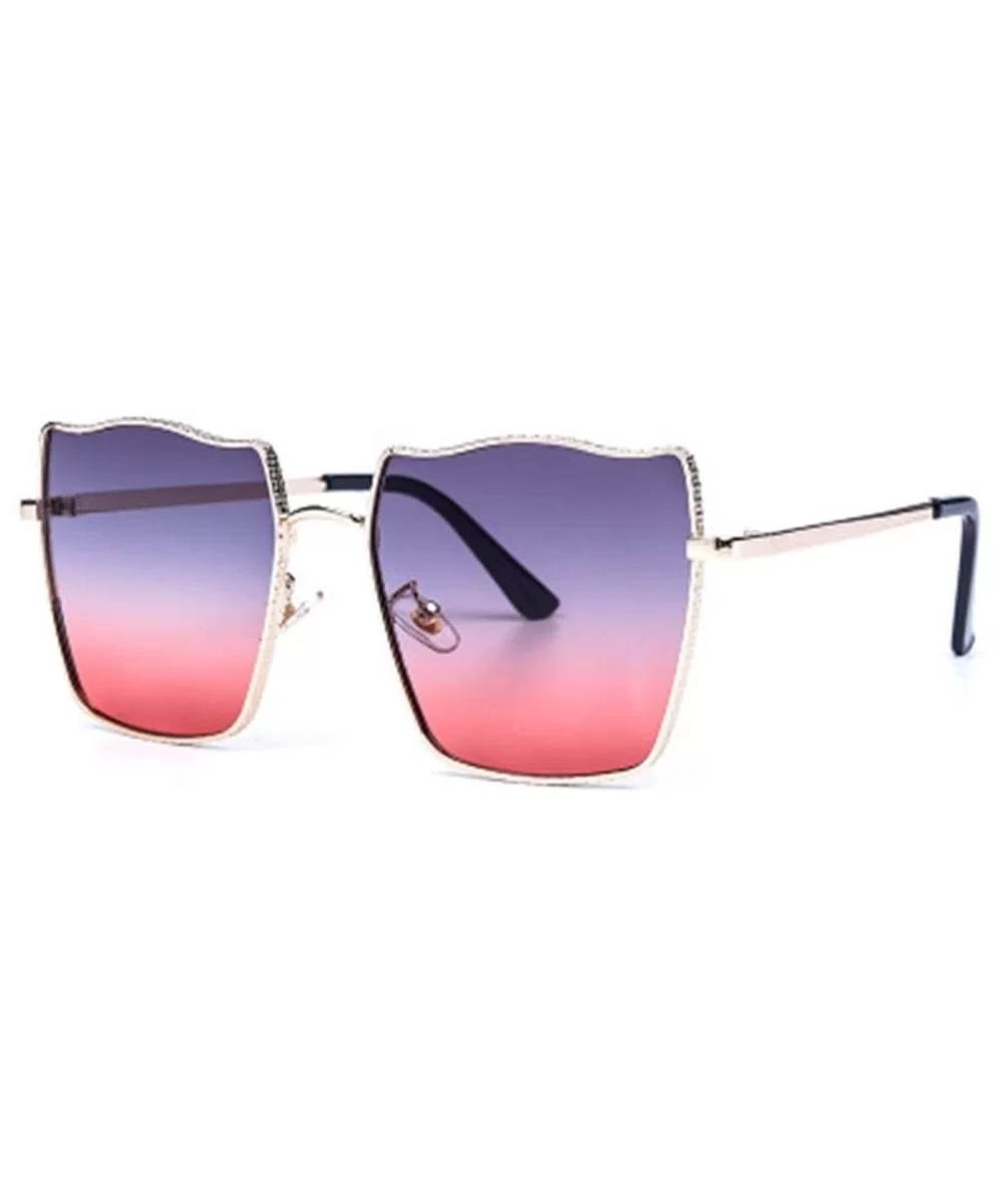 Gradient Sunglasses Water Ripple Metal Frame Sunglasses Men Fashion Sun Visor - 2 - CX190KWZYYG $52.47 Sport