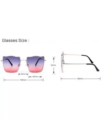 Gradient Sunglasses Water Ripple Metal Frame Sunglasses Men Fashion Sun Visor - 2 - CX190KWZYYG $52.47 Sport