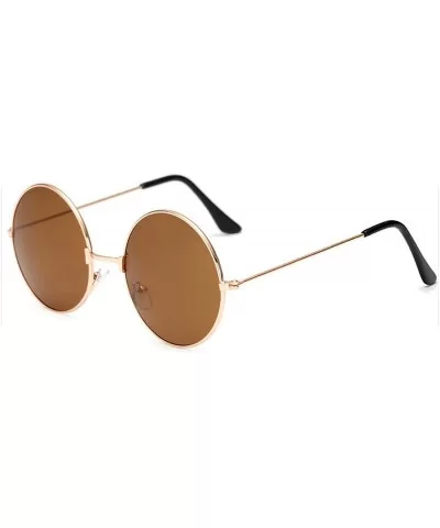 Round Glasses Men Women Steampunk Sunglasses Vintage Sunglasse Brand Designer 2020 New Mirror UV400 - Tea - C319852CRK0 $44.0...