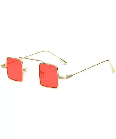 Small Square Steampunk Sunglasses for Women and Men Flat Top Metal Frame UV400 - C6 Gold Red - C3198G9YI2S $15.99 Square