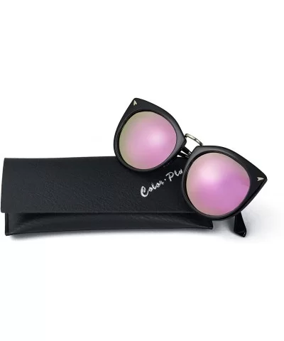 Polarized Sunglasses for unisex adult Vintage Cat-Eye Mirrored Lens (Purple)-(Blue) - Purple - CK18XHTO44Y $28.00 Cat Eye