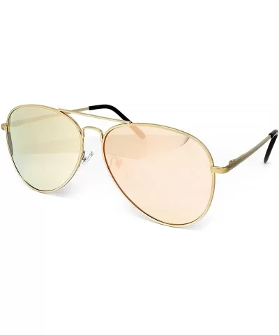 215 Premium XXL Oversized Retro Vintage Flat Top Aviator Womens Mens Sunglass - Rose Gold - CO18EMM6IIT $20.32 Aviator