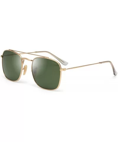Mens Aviator Retro Square Metal Frame Glass Lens Sunglasses for Men UV Protection Glasses for Men 3557 - Green - CK18YGMW0YG ...