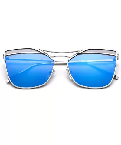 Skyline" - Modern Geometric Celebrity Blended Sophisticated Elegant 100% UV Protection Flash/Mirrored Lenses - CK17YDOA6KQ $1...