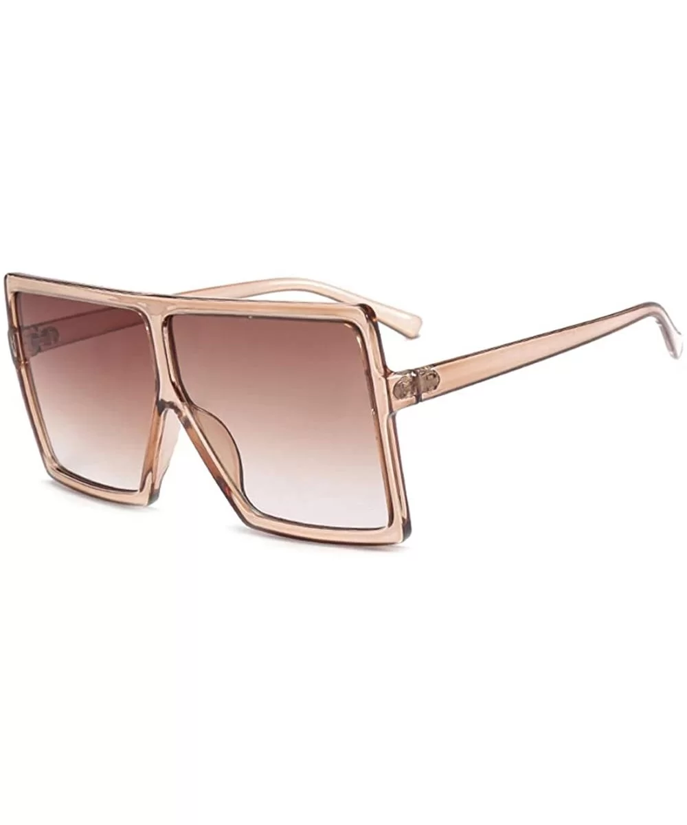 Oversized Square Sunglasses for Women Trendy Flat Top Fashion Shades - Champagne - CE18TL9Z0YQ $11.88 Oversized