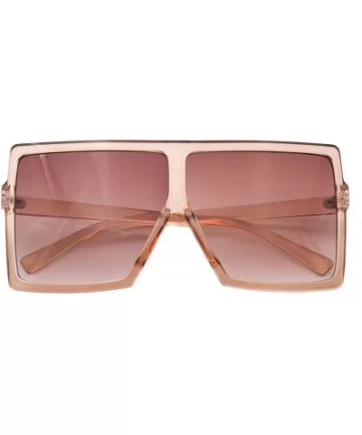 Oversized Square Sunglasses for Women Trendy Flat Top Fashion Shades - Champagne - CE18TL9Z0YQ $11.88 Oversized