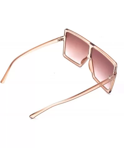 Oversized Square Sunglasses for Women Trendy Flat Top Fashion Shades - Champagne - CE18TL9Z0YQ $11.88 Oversized