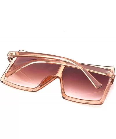 Oversized Square Sunglasses for Women Trendy Flat Top Fashion Shades - Champagne - CE18TL9Z0YQ $11.88 Oversized