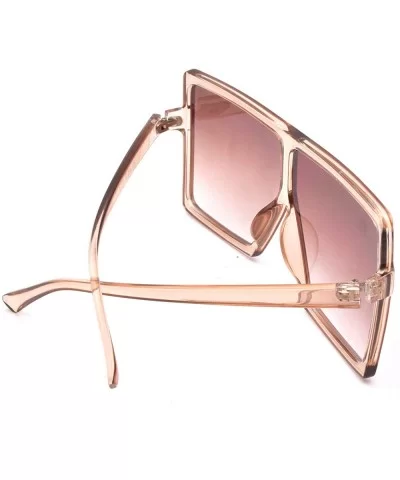 Oversized Square Sunglasses for Women Trendy Flat Top Fashion Shades - Champagne - CE18TL9Z0YQ $11.88 Oversized