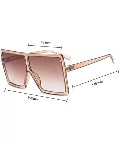 Oversized Square Sunglasses for Women Trendy Flat Top Fashion Shades - Champagne - CE18TL9Z0YQ $11.88 Oversized