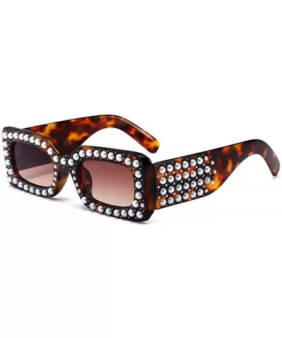 2018 Hot Sale Oversized Diamond Womens Square Luxury Brand Designer Eyewear UV400 - Leopard - C7189N3IXTZ $12.62 Rectangular