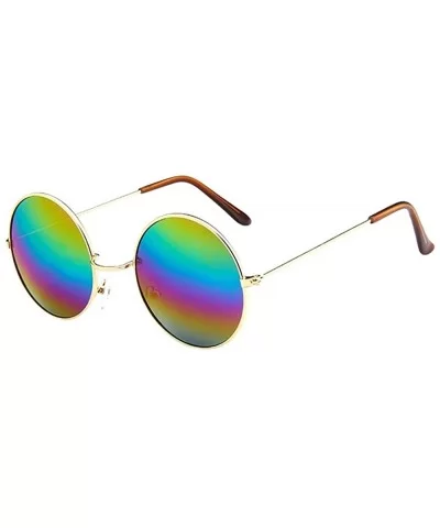 Polarized Sunglasses for Men Women Classic Retro Metal Frame Round Circle Mirrored Sun Glasses - F - CL196EY65MT $8.29 Rectan...