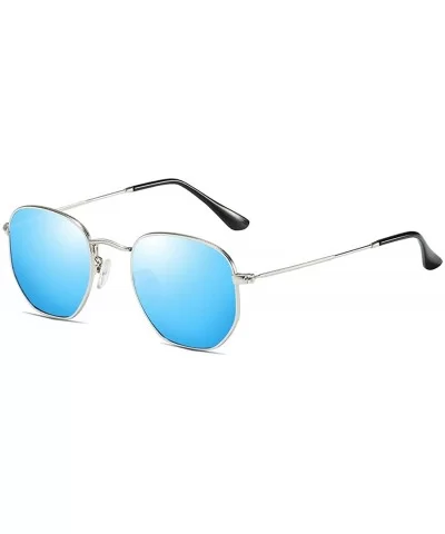 Small Square Polarized Sunglasses for Men and Women Polygon Mirrored Lens Sun Glasses - CE18N02R7ES $16.48 Oval