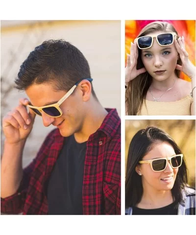 Natural Wood Sunglasses for Men & Women - Wooden Frame - Genuine Polarized Lenses - CZ189GAM69K $60.10 Sport
