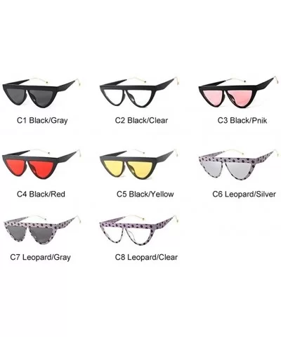 Cat Eye Flat Frame Sunglasses for Women - C6 Leopard Silver - CW1980823QY $17.21 Cat Eye