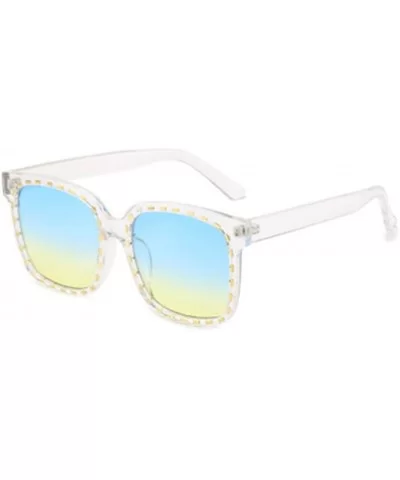 Fashion Sunglasses Men and Women Personality Square Sunglasses Ocean Color Sunglasses - 3 - C119058ITM9 $54.06 Square