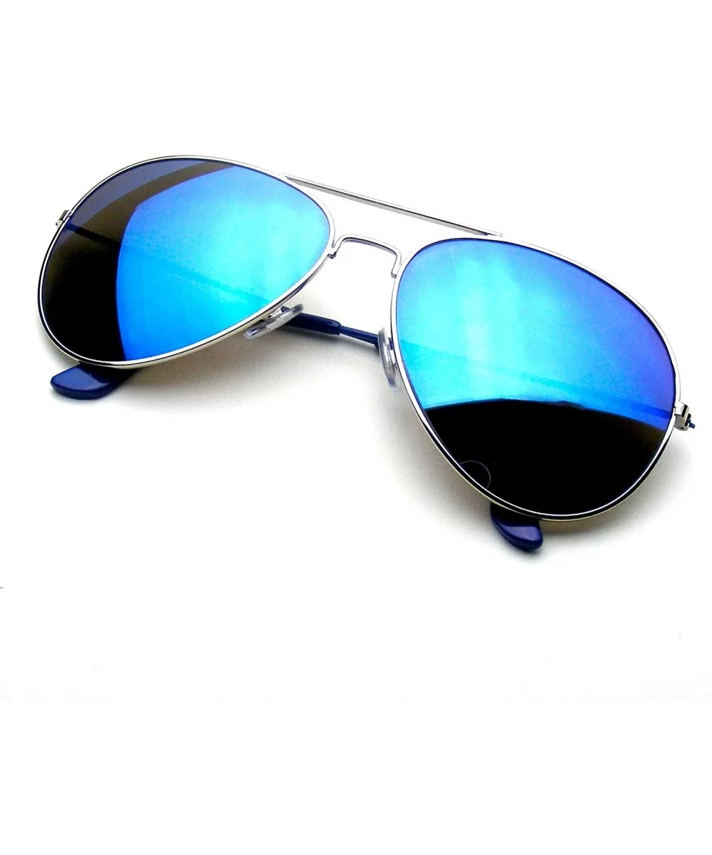 Reflective Classic Premium Reflective Flash Full Mirrored Aviator Sunglasses - Blue - CH11OG9CEEN $12.78 Aviator