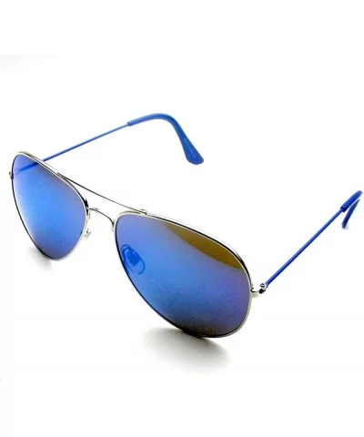 Reflective Classic Premium Reflective Flash Full Mirrored Aviator Sunglasses - Blue - CH11OG9CEEN $12.78 Aviator