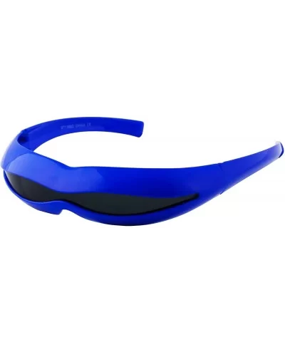 Futuristic Space Robot Alien Rave DJ Costume Party Cyclops Shield Sun Glasses for Women & Men - Blue - Black - C418U28GHYY $1...