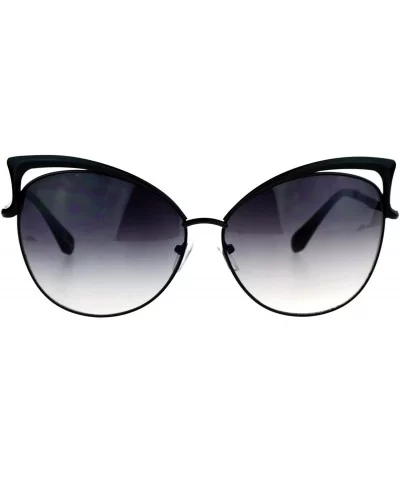 Butterfly Cateye Sunglasses Womens Metal Oversized Fashion UV 400 - Black (Smoke) - CF188QQMZGW $14.39 Butterfly