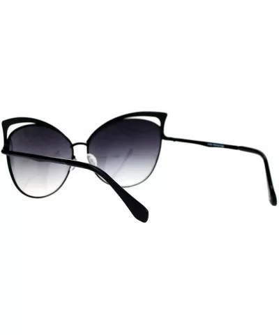 Butterfly Cateye Sunglasses Womens Metal Oversized Fashion UV 400 - Black (Smoke) - CF188QQMZGW $14.39 Butterfly