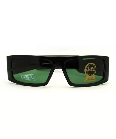 Glass Lens Sunglasses Mens Flat Top Rectangular USA Frame - Black - CY11EDAWM4B $13.20 Rectangular