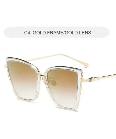 Cat Eye Sunglasses Women Vintage Metal Glasses for Women Mirror Retro Sun Woman Uv400 Women's Sunglasses - CF198OI0TXW $52.87...