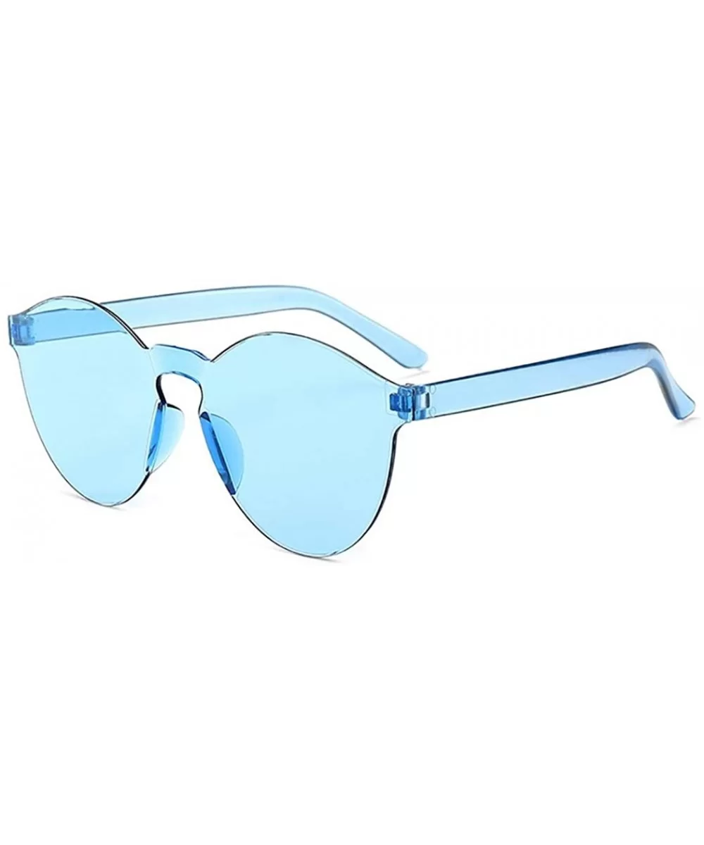 Unisex Fashion Candy Colors Round Outdoor Sunglasses Sunglasses - Light Blue - CP199OZE87U $10.95 Round