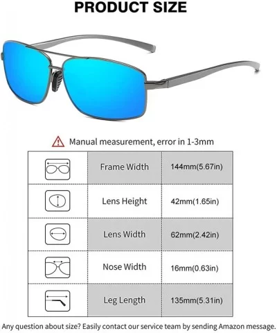 Rectangular Polarized Sunglasses for Men Metal Frame Cool Sun glasses with UV Protection for Driving Golf - C118SC5847A $19.8...