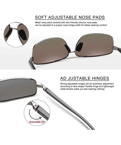 Rectangular Polarized Sunglasses for Men Metal Frame Cool Sun glasses with UV Protection for Driving Golf - C118SC5847A $19.8...