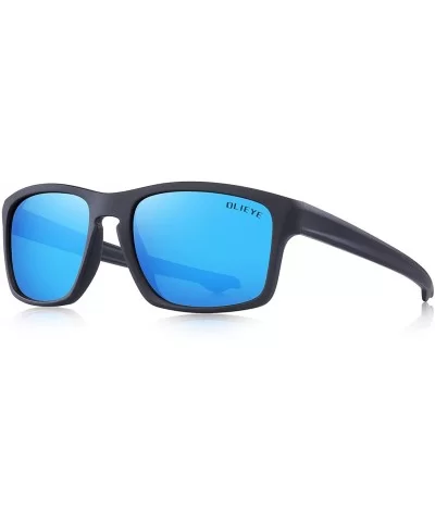 Men Sports Polarized Sunglasses Male Sport Fishing Shades Flexible Frame Sunglasses UV Protection - Blue Mirror - C318T7GNMUQ...