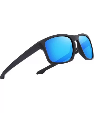 Men Sports Polarized Sunglasses Male Sport Fishing Shades Flexible Frame Sunglasses UV Protection - Blue Mirror - C318T7GNMUQ...