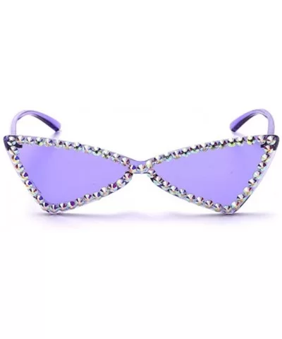 Full-Frame Diamond Bow Sunglasses Fashion Small Frame Visor Mirror - 5 - CX190QZIGMX $53.84 Sport