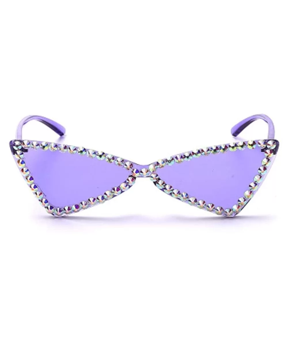 Full-Frame Diamond Bow Sunglasses Fashion Small Frame Visor Mirror - 5 - CX190QZIGMX $53.84 Sport