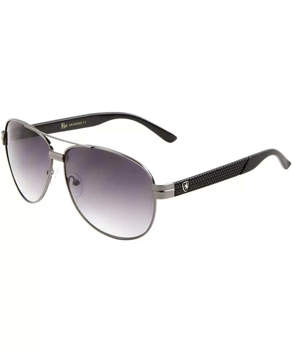 Khan Classic Retro Sport Aviator Sunglasses - Black & Gunmetal Frame - CQ18X97EMQS $15.25 Aviator