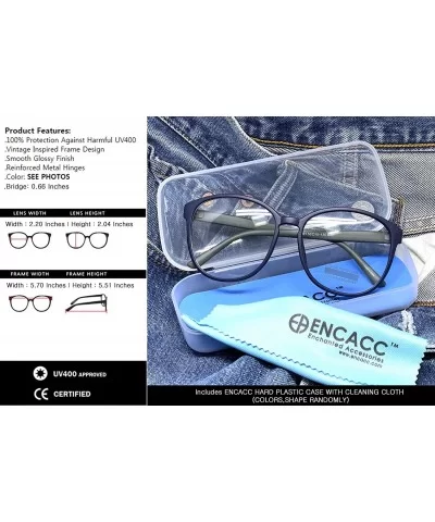 Oversized Big Round Horn Rimmed Eye Glasses Clear Lens Oval Frame Non Prescription - Blue 89019 - C918AR75SOA $17.21 Round