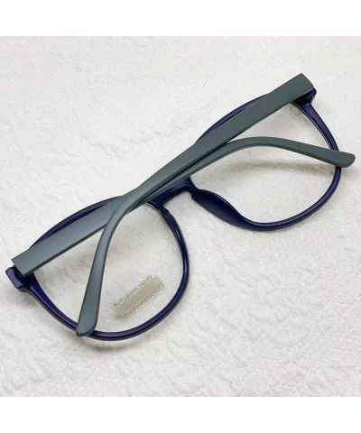 Oversized Big Round Horn Rimmed Eye Glasses Clear Lens Oval Frame Non Prescription - Blue 89019 - C918AR75SOA $17.21 Round