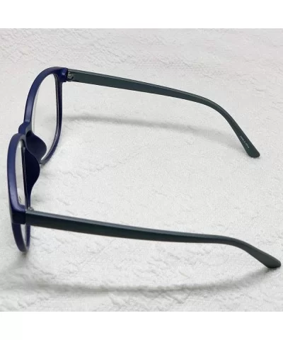 Oversized Big Round Horn Rimmed Eye Glasses Clear Lens Oval Frame Non Prescription - Blue 89019 - C918AR75SOA $17.21 Round