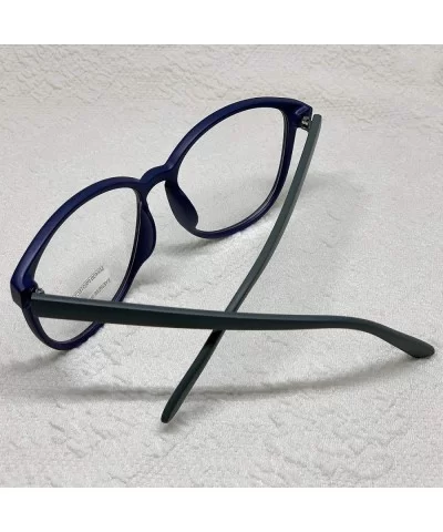 Oversized Big Round Horn Rimmed Eye Glasses Clear Lens Oval Frame Non Prescription - Blue 89019 - C918AR75SOA $17.21 Round