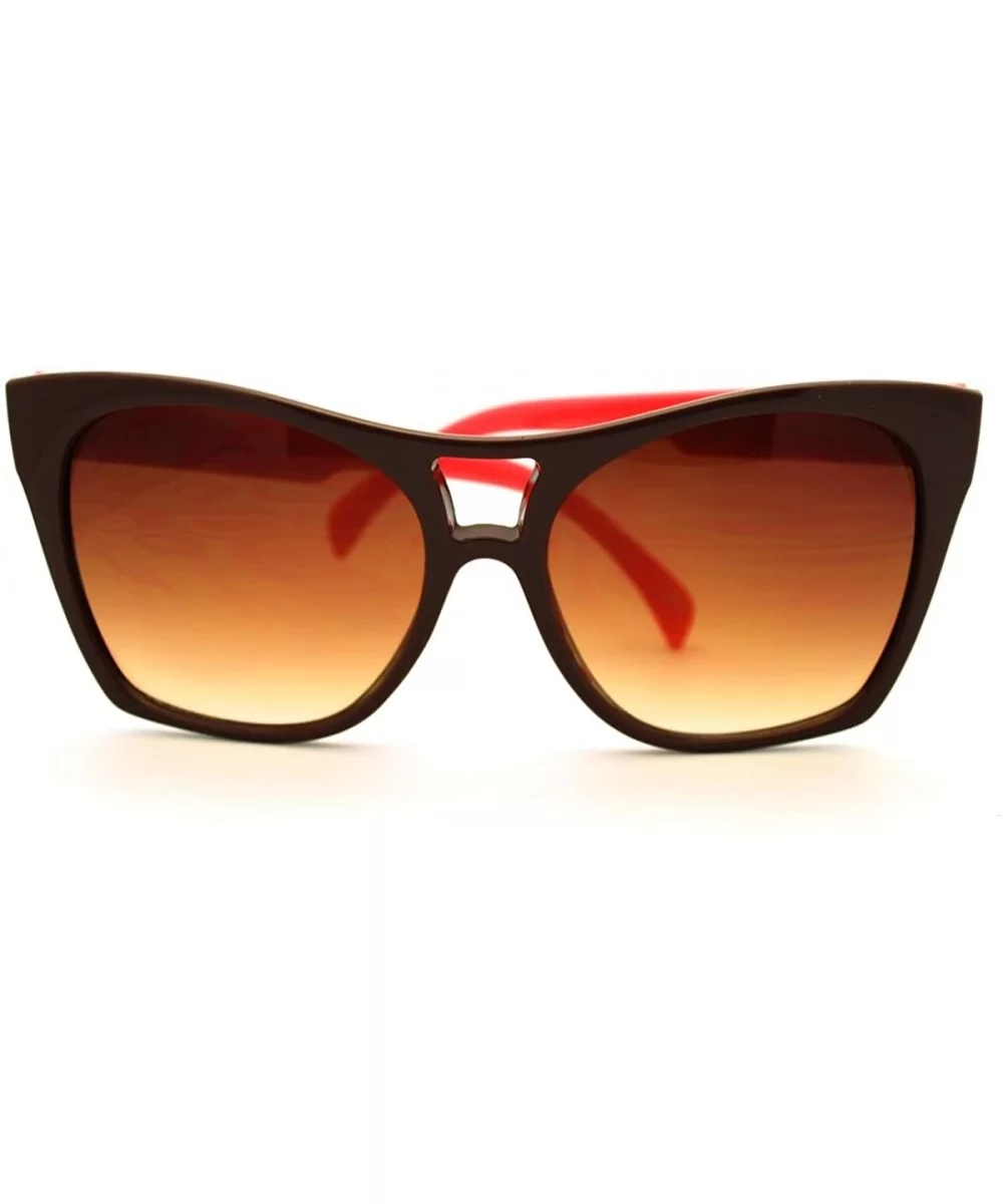 Celebrity Fashion Oversized Sunglasses Unique Square Frame - Brown - C411FSFDZ3N $13.99 Oversized