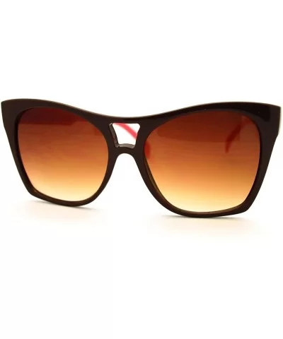 Celebrity Fashion Oversized Sunglasses Unique Square Frame - Brown - C411FSFDZ3N $13.99 Oversized